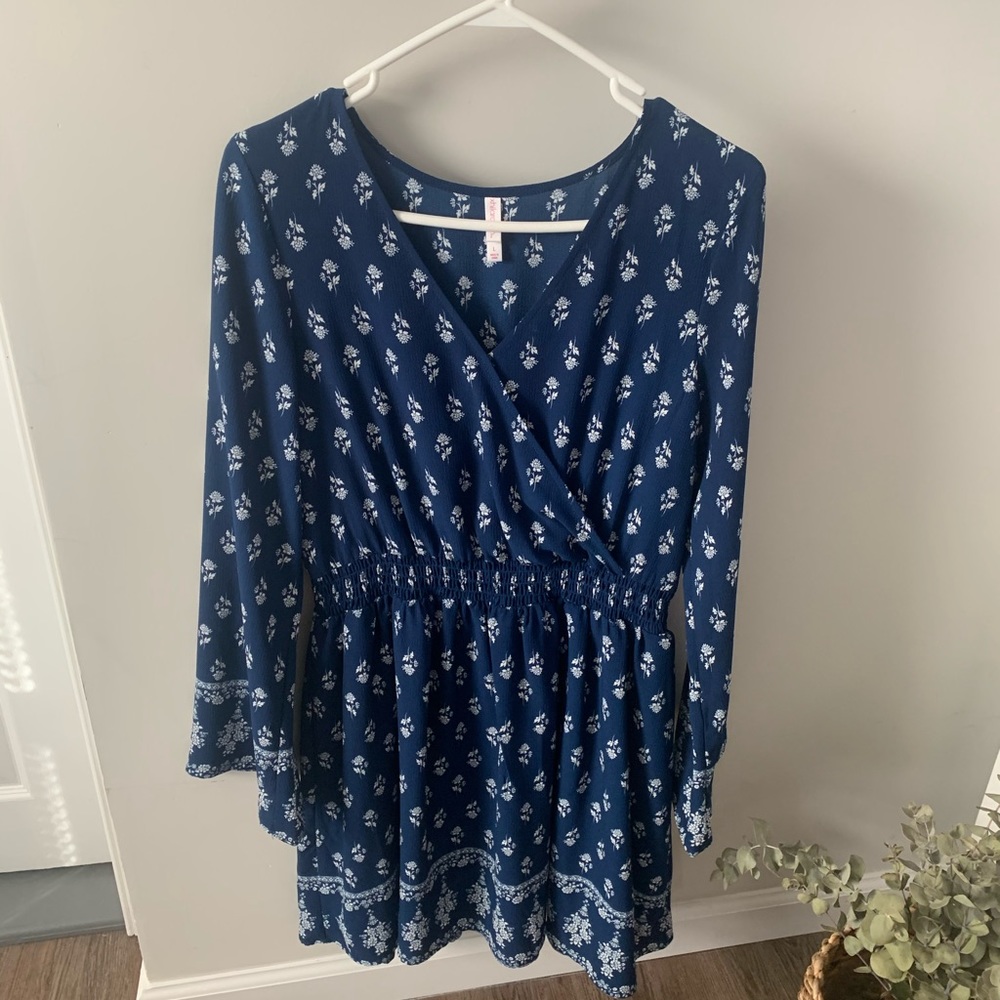 Xhilaration blue and white patterned dress